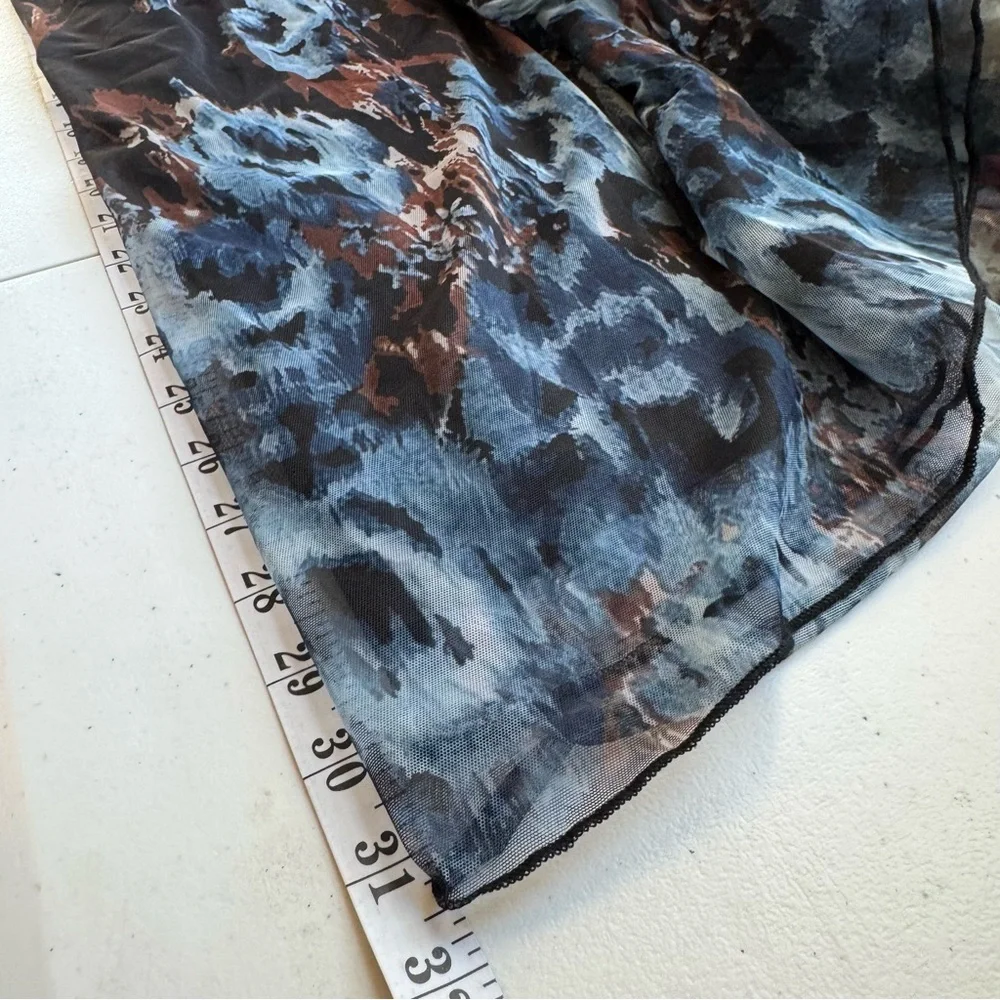 Dark Cottagecore Sheer Floral Flutter Sleeve Tunic Whimsical Flowy Top 3XL - Picture 8 of 11